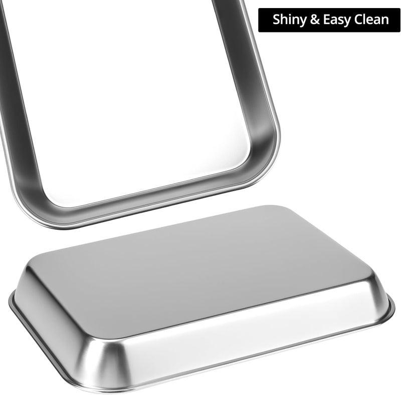 QWORK 2 Pack Stainless Steel Tray, Medical Surgical Tray, 8.6" x 6" x 1", Silver, Rectangular, Polished, Curly Edge Design, 5 lbs Max Weight, Hand Wash Only - Image 3